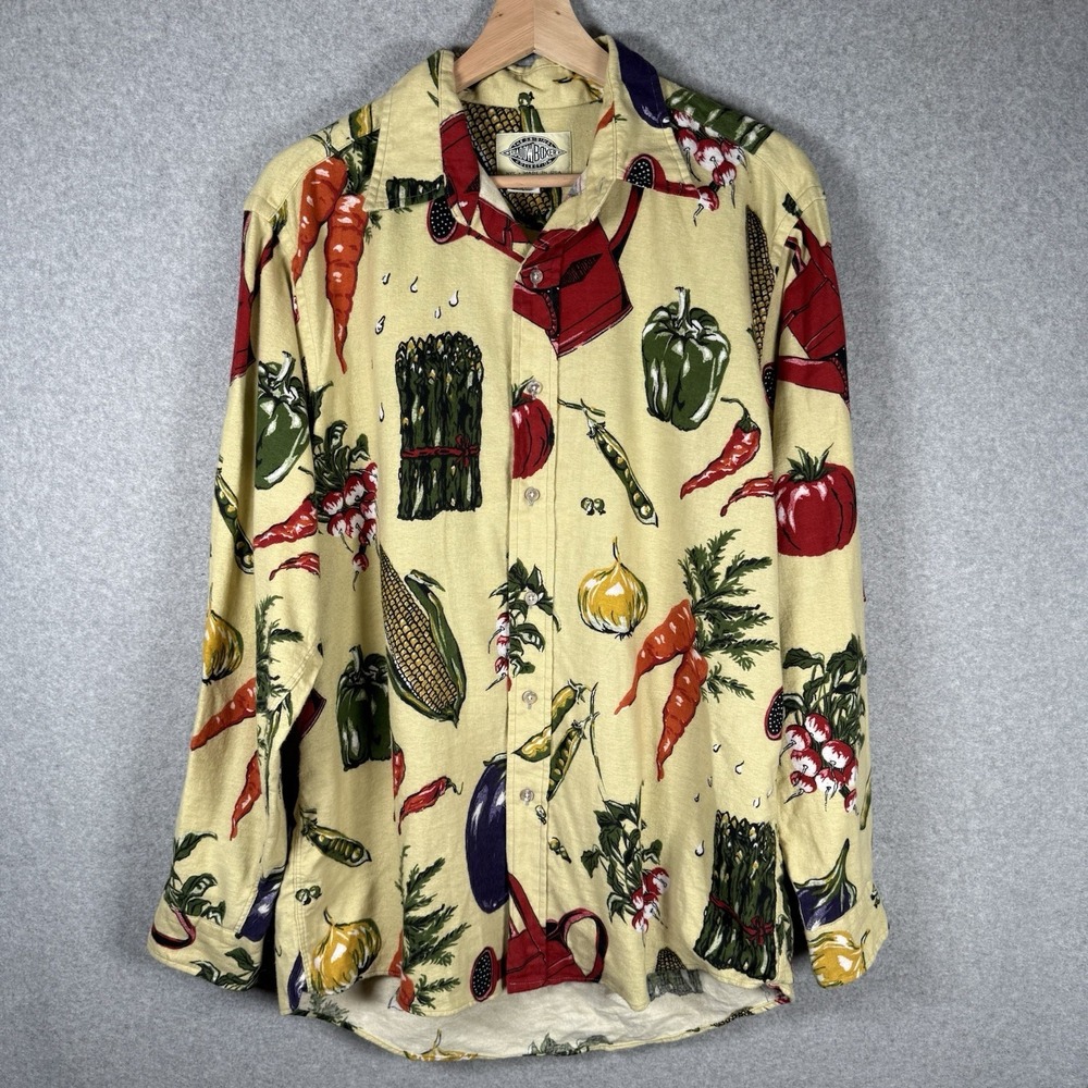 Shadow Boxer Shirt Mens Medium Vintage 90s Vegitable Button Up